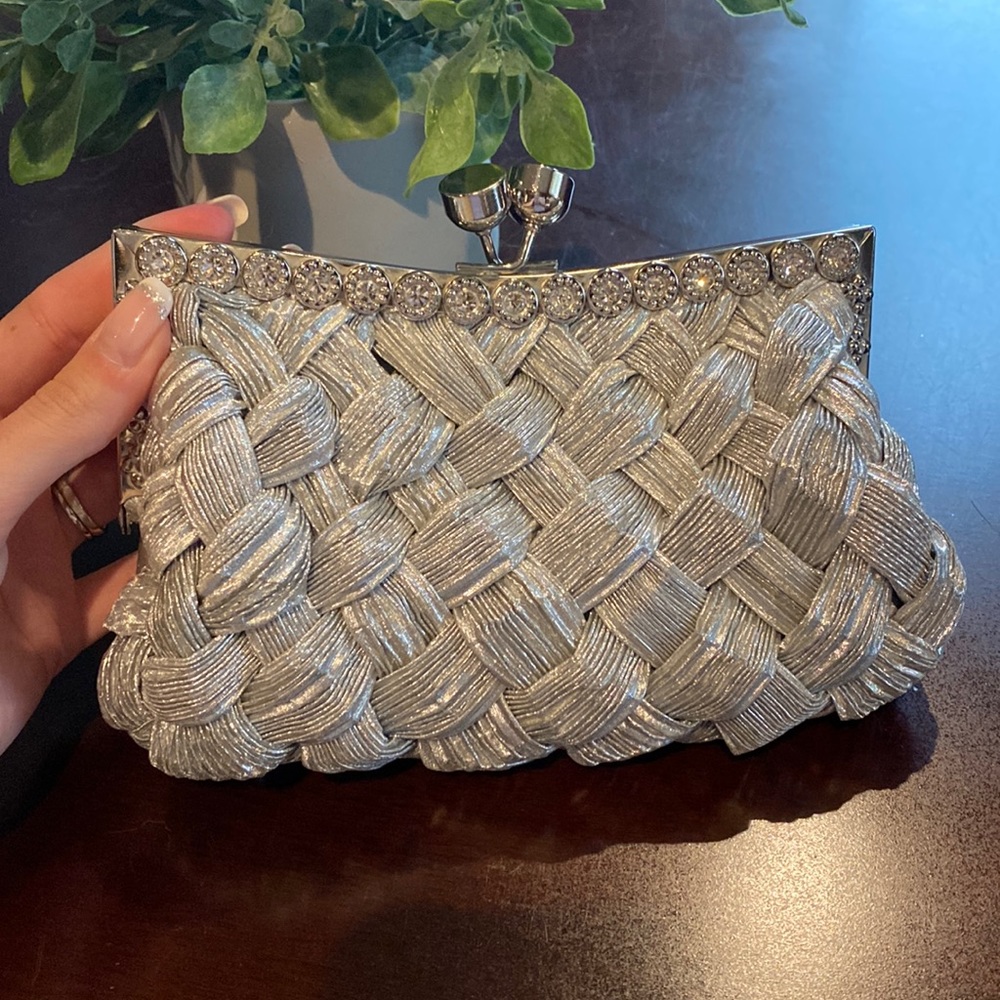 Silver evening clutch